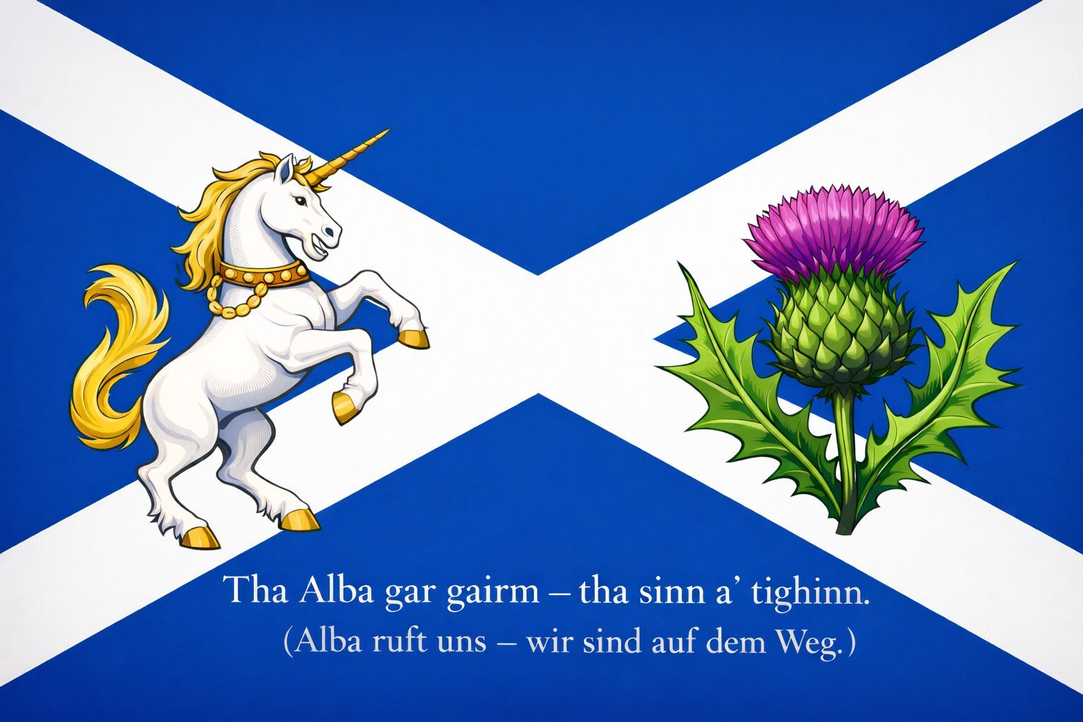 Schottische Symbole Einhörnchen und Distel